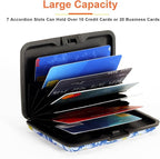 Mayski Credit Card Holder, RFID Blocking, Aluminum Alloy Hard Case, Small Mini Business Metal Wallet for Women Men, Daisy