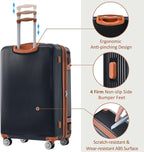 3 Piece Hardshell Luggage Sets 20"+24''+28" Black Expandable Hardside Luggages Spinner Suitcase with Spinner Wheels & TSA Lock,Lightweight Luggage Sets For Women Men Outdoor Travel