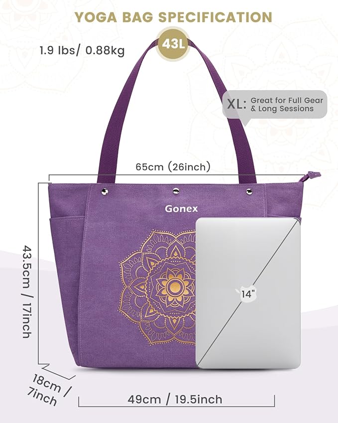 Gonex Yoga Mat Bag, Yoga Gym Bag Tote Bag with Multi Pockets For Women Men, Canvas Yoga Mat Carrier Take in Out Mat Easily For Pilates Travel Workout Office