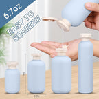 ASEVAT 6.7oz 4pack Refillable Travel Shampoo and Conditioner Bottles, Travel Size containers, Travel Bottle for toiletries, Squeeze Bottles with Flip Cap, Empty Plastic Leak Proof Travel Bottles