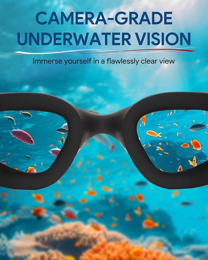 Swim Goggles, Polarized Adult Swimming Goggles Bungee Strap No Hair Pulling Anti-fog Pool Goggles for Men Women