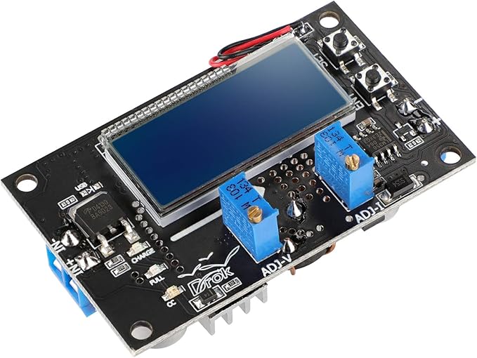 DROK Voltage Boost Converter, DC 6-30V 5V Step Up to DC 7-32V 12V 24V 5A Adjustable Volt Regulator, LCD Power Supply Module Voltage Current Amp Display Transformer Circuit Board with Case
