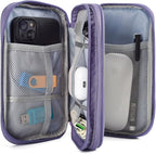 CAAORDKSO Travel Electronic Organizer Pouch Bag, Waterproof Portable Electronic Accessories Storage Multifunctional Case for USB, Cable, Cord, Charger, Phone, Power Bank, Earphone (Purple, Large)