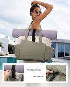 LOVEVOOK Gym Tote Bag for Women, Puffy Yoga Mat Bag with Large Cup Holder & Wet Pocket, Work Nurse Bag for Travel Workout