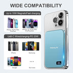Magnetic Portable Charger 5000mAh, 15W Ultra Slim Wireless Portable Charger, Fast Charging for iPhone 17/16/15/14/13/12 Pro/Pro Max/Plus, Metal Shell, USB-C Cable to Charge Other Phones (Blue) | Magnetic, 5000mAh, 15W, Ultra Slim, Fast Charging, Metal ...