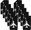 10 Pack Silicone Luggage Tag for Suitcases with Stainless Loop, TSA Approved, Privacy Protection Travel Essentials Bag Tags by Gostwo, Black
