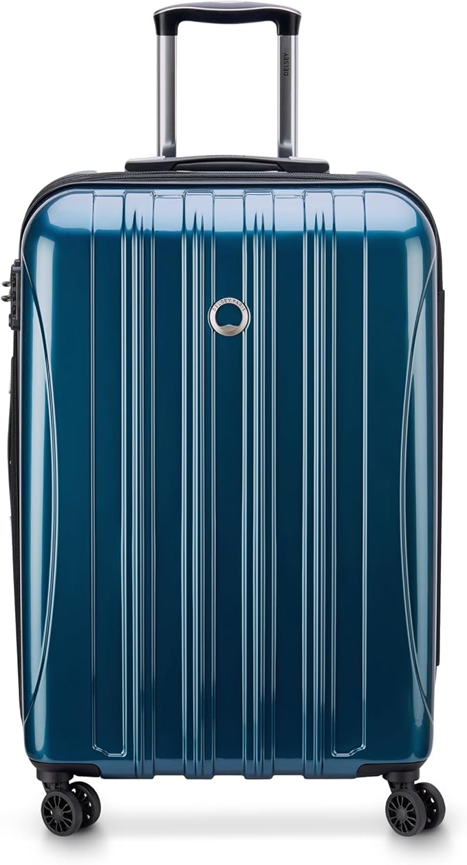 DELSEY PARIS Helium Aero Hardside Expandable Luggage with Spinner Wheels, Teal, Checked-Medium 24 Inch