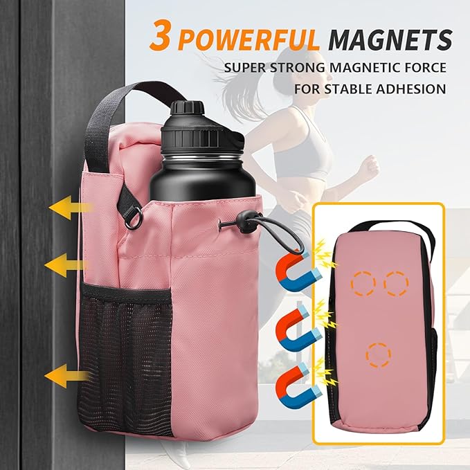 Magnetic Gym Bag for Women and Men, Magnetic Water Bottle Holder with Strap and Phone Pocket