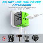 ISIX International Travel Adapter Universal Power Adapter Worldwide All in One 4 USB Perfect for European US, EU, UK, AUS,Asia 200+ Countries