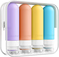 Quatish Travel Bottles for Toiletries, Original Patented Leak Proof Travel Size Containers, 3 oz Tsa Approved Silicone Shampoo and Conditioner Bottles, 4 Pack, Multi-ColorA