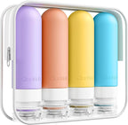 Quatish Travel Bottles for Toiletries, Original Patented Leak Proof Travel Size Containers, 3 oz Tsa Approved Silicone Shampoo and Conditioner Bottles, 4 Pack, Multi-ColorA