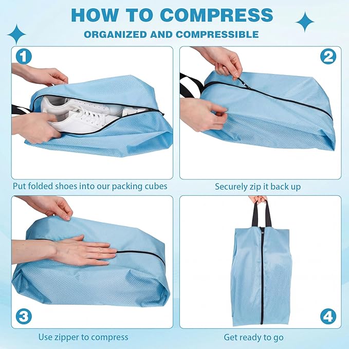 6 Pcs Travel Shoe Bags with Zipper Nylon Portable Waterproof Suitcase Shoe Organizer Packing for Golf(Mixed,Pastel)