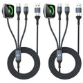 3 in 2 USB C Multi Charging Cable for iWatch Charger/Type C/IP, Braided Multi Charger Cable, USB C Phone Charger Cord Compatible with iPhone 17-11/iWatch Series/Car/Travel/Home 5FT 2PS