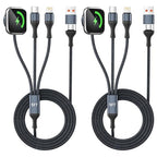 3 in 2 USB C Multi Charging Cable for iWatch Charger/Type C/IP, Braided Multi Charger Cable, USB C Phone Charger Cord Compatible with iPhone 17-11/iWatch Series/Car/Travel/Home 5FT 2PS