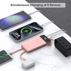 Portable Charger Built-in Cables,10000mAh Power Bank for iPhone,Fast Charge USB C Battery Pack Travel Essentials Slim Lightweight Powerbank Compatible with iPhone 17/16/15/14, Samsung, Android, etc