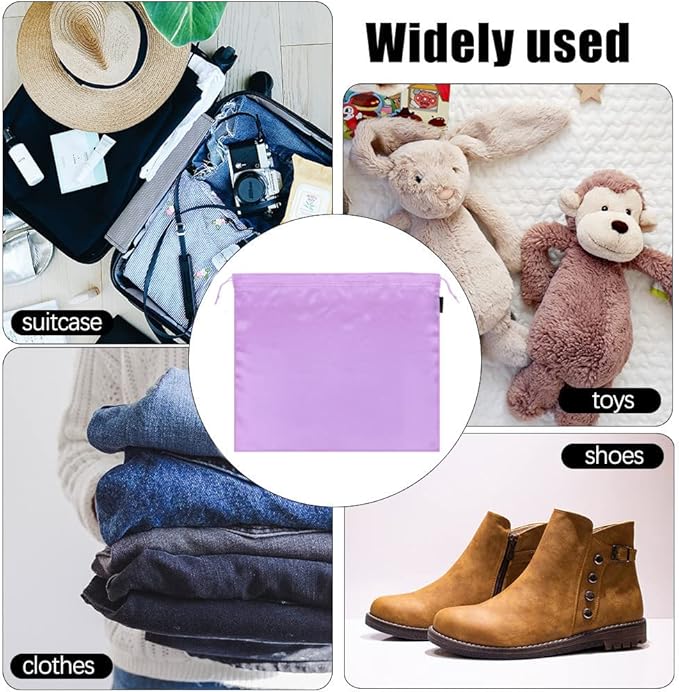 2 Pack Dust Bags for Handbags Silk Dust Cover Bag for Handbags Purses Shoes, Dustproof Drawstring Bag Travel Storage Pouch (Purple)