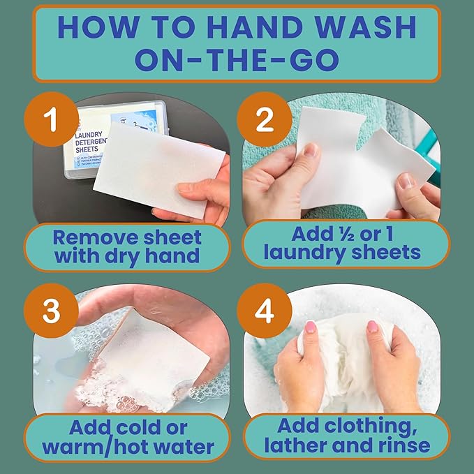 Travel Laundry Detergent Sheets 30 Pack – Hand Wash or Machine Wash Travel Detergent with Universal Sink Stopper and Foldable Laundry Bag Best for Cruise, Hotel, Camping & On-the-Go Washing