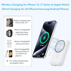 Pxwaxpy Magnetic Portable Charger 10800mAh,4-in-1 Power Bank with iWatch Charger, 25W PD Fast Charging USB C Battery Pack for Magsafe,iPhone 17/16/15/14/13/12 Series,Apple Watch (White)