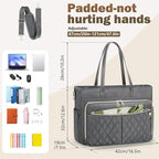 RAINSMORE Teacher Tote Bag 15.6 Inch Laptop Bag for Women Work Bag with Large Cup Holder Nurse Bag Computer Tote Handbag