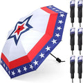 6 Pcs Patriotic American Umbrellas Red White Blue 4th of July Umbrellas with 8-Rib and Black Coating, Windproof