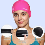 2pcs High Elasticity Silicone Swim Cap for Women and Men, Comfortable Non-Slip Swimming Caps for Long and Short Hair, Durable Waterproof Swim Hats for Adults, Keep Hair Dry