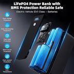 Kingboss 15000mAh LiFePO4 Power Bank, Small Portable Charger with Digital Display, 22.5W PD & USB-C Fast Charging, Dual Input/Output Backup Battery for Phone Travel Backup, Tablet, Watches, Headphone