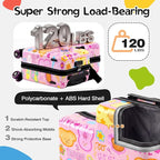 smilesun 20" Ride-On Suitcase for Kids, Cute Pattern, Lightweight Hardshell Carry-On Luggage with Double Spinner Wheels, TSA Lock for Boys & Girls (Candy Garden Pink, 20-inch)