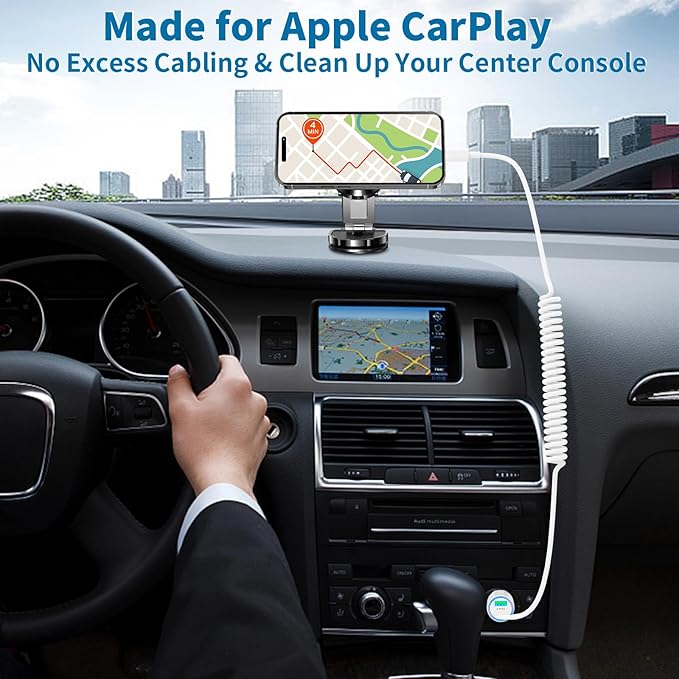 [Apple MFi Certified] iPhone 16 Fast Car Charger, Caiinei 75W PD&QC USB-C Car Power Cigarette Lighter USB-C Car Carplay Charger with 6FT Coiled Type-C Cable for iPhone 16 Pro/16 Pro Max/15/15 Pro/iPad