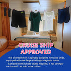 Slim Version Magnetic Retractable Clothes Line for Cruise Ship Approved 2025 2026 Travel Essentials with Clothespins 4 Cruise Luggage Tags - Strong Magnets Hooks