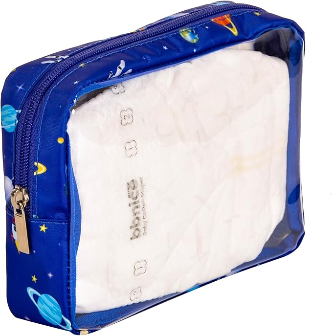 Remobia Hicol TSA Approved 5-Piece Diaper Bag Organizer Pouch Set Clear Waterproof TPU Kids Toiletry Storage Set Travel Packing Clutch Cube Bags for Baby Nursing(Astronaut)