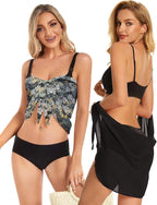 CHICGAL 2 Pieces Women Beach Sarong Bathing Suit Wrap Skirt Sheer Bikini Swimsuit Cover Ups for Swimwear