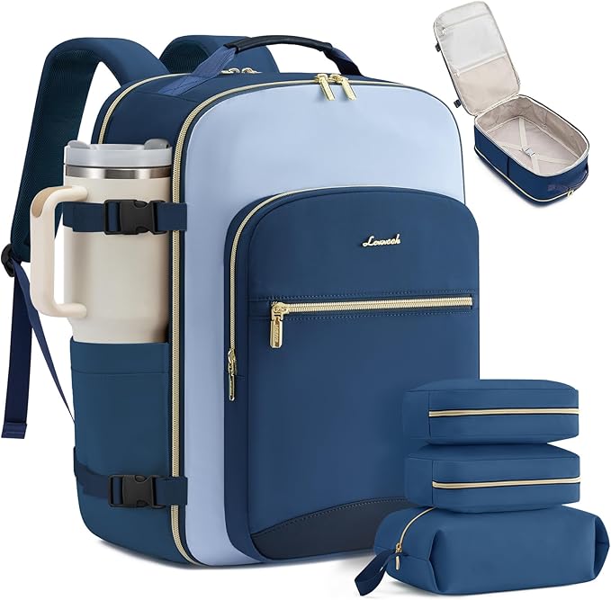LOVEVOOK 40L Travel Backpack for Women & Men, Airline Approved Carry On Luggage with 3 Packing Cubes, TSA Overnight Bags, Waterproof Personal Item Bag, Weekender Essentials Backpacks fits 17" Laptop