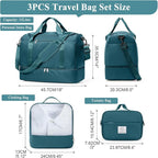 Travel Duffel Bag for Women, Carry-on Overnight Weekender Bags with Wet Pocket & Toiletry Bag, For Spirit Airlines 18x14x8 Personal Item Bag,3 Pcs Set,Small