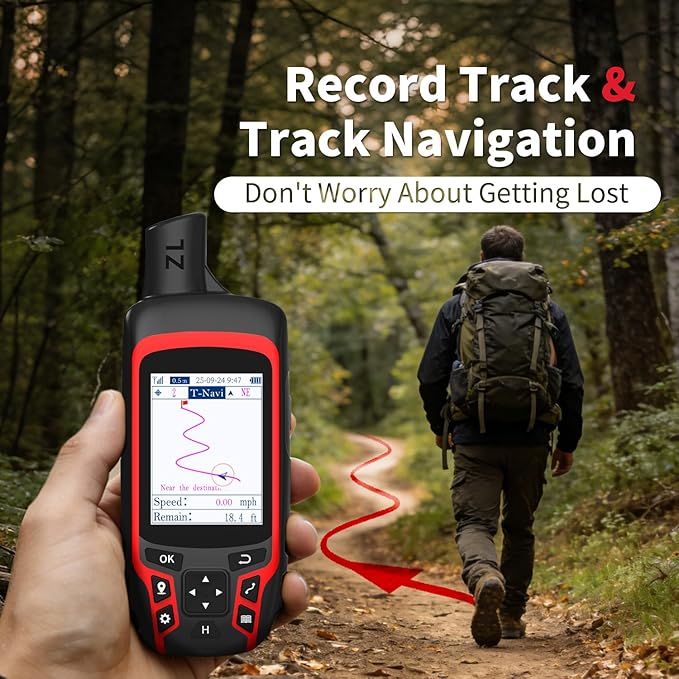 A6 Handheld GPS for Hiking, Rugged Waterproof GPS Navigator with 20 Hrs of Battery Life, 2 Navigation Mode, 2.4" Color Display and GPS Compass, Moon Phase Information