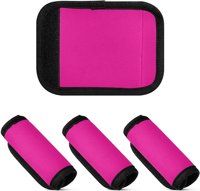 DOMIKING Dark Pink Luggage Handle Wraps for Suitcase Luggage Identifier Soft Luggage Marker Tags for Travel Bag Suitcase Luggage Handle Cover Travel Accessories, 4 Pack