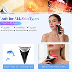 Face Neck Beauty Device, 7-Color Led Light Therapy Face Neck Massager, Multifunctional Vibration & Heat Facial Skin Care Tool, Ideal for Home Travel Skin Care, Black