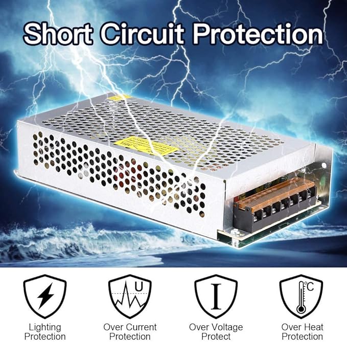 10A 120W 12V DC Power Supply, Universal Regulated Switching AC 110V/220V to DC Converter (SMPS) Transformer Driver Adapter for LED Strip Lights, CCTV Camera System, 3D Printer, Radio, Computer Project