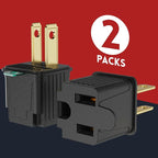 PLUGTUL 2 Prong to 3 Prong Outlet Adapter, Polarized Grounded Outlet Converter, Wall Outlet Plug for Household, Workshops, ETL Listed, 2-Pack, Black