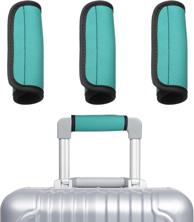 uxcell 3 Pcs Luggage Handle Wrap for Suitcase, Neoprene Handbag Grip Cover Protector Luggage Identifiers Suitcase Handle Wraps for Luggage Shopping Bag Travel Bags, Lake Blue