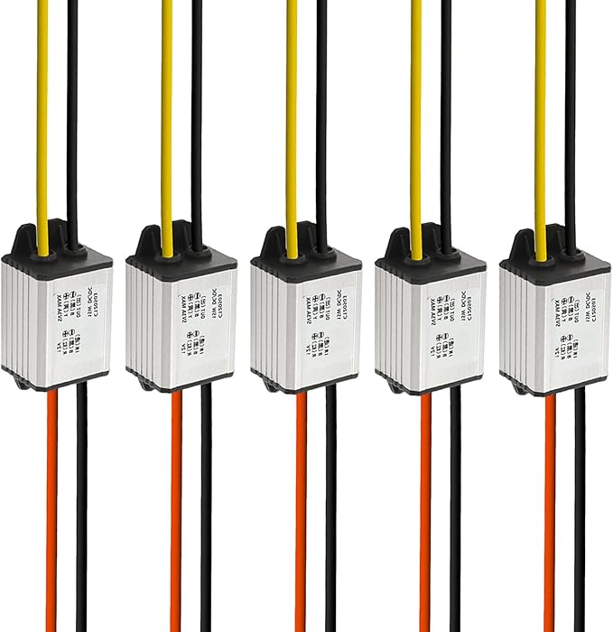 5Pcs 12V to 5V DC Converter Car Power Voltage, Waterproof DC 6.3-22V 12V Step Down to 5V 3A 15W Voltage Regulator Buck Converter Power Supply Step-Down Module Compatible with Vehicle Car Truck Volt