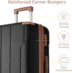 2 Piece Luggage Set, Hardside Suitcase with Spinner Wheels, TSA Lock & Expandable Hard Shell, Carry on and Checked Luggage for Travel, Maletas de Viaje for Men & Women (Black Brown, 20+28Inch)