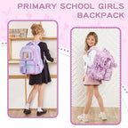 PIG PIG GIRL Kids Backpack for Girls School Bags for Middle School Students Book Bag for Elementary Primary Kawaii Ita Backpack, Purple Butterfly