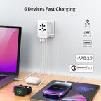 MOMAX Universal Travel Adapter, PD 35W Fast International Power Adapter, 3 USB C & 2 USB A, Worldwide Travel Plug Adapter, International Power Adapter for Europe, USA, Japan, Australia (Type C/A/G/I)