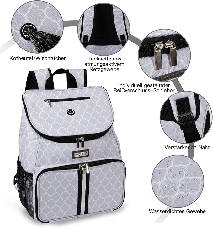 BAGLHER丨Dog Travel Bag, Airline Approved Pet Supplies Backpack, Dog Travel Backpack with 2 Silicone Collapsible Bowls and 2 Food Baskets