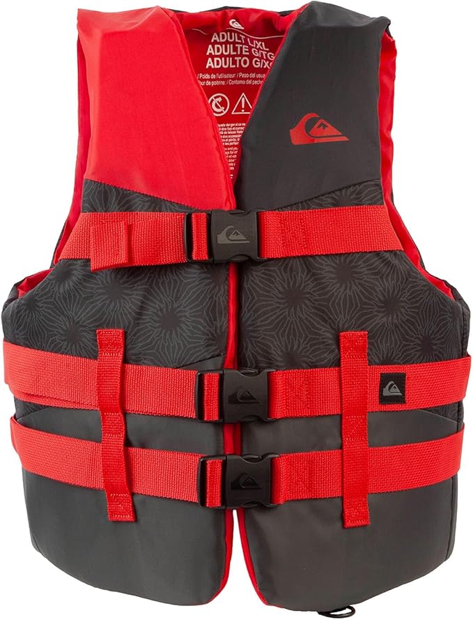 QUIKSILVER USCG Approved Men's Life Jacket Type III PFD, Lightweight EPE Foam Life Vest for Adults, for Waterskiing, Wakeboarding, Windsurfing, Rafting, Boating, Kayaking, Fishing Watersports