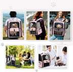 Large Cat Backpack Carrier Expandable Foldable Pet Carrier Backpack for Small Dogs Puppy Medium Cats Fit Up to 18 Lbs for Travel, Hiking,Pink
