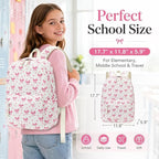 LOIDOU Backpack for Girls School Backpacks Bookbags for Elementary Middle School Women Laptop Backpacks (215 Beige, L-17)