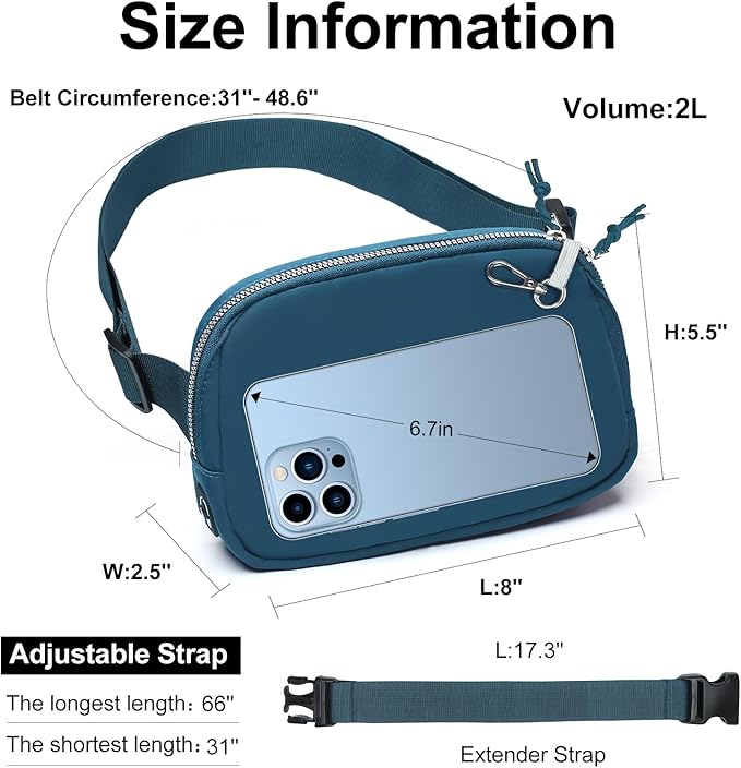 Mini Belt Bag for Women, RFID Small Fanny Pack, Womens Fashion Waist Packs with Extender Strap, Crossbody Bum Bags