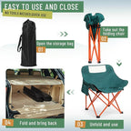 2 Pack Compact Camping Chairs Portable Folding for Outside with Carry Bag Lightweight Moon Chairs for Travel Picnic Hiking Beach Fishing, 600D Oxford, Supports 330lbs(Green)