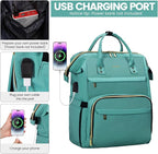LOVEVOOK Laptop Backpack for Women,18 Inch Professional Womens Travel Backpack Purse Computer Laptop Bag Nurse Teacher Backpack,Waterproof College Work Bags Carry on Back Pack with USB Port,Mint Green